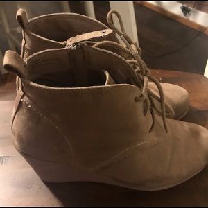 tan/beige wedge booties from target